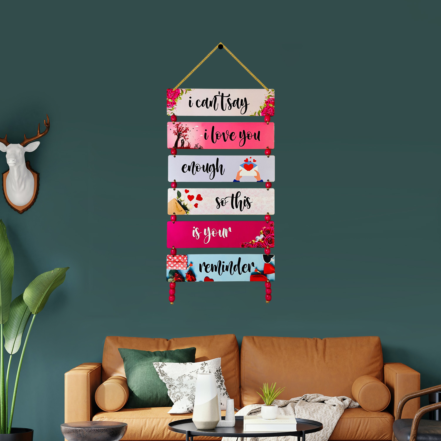 Love Reminder Wooden Wall Hanging - Heartfelt Message Décor