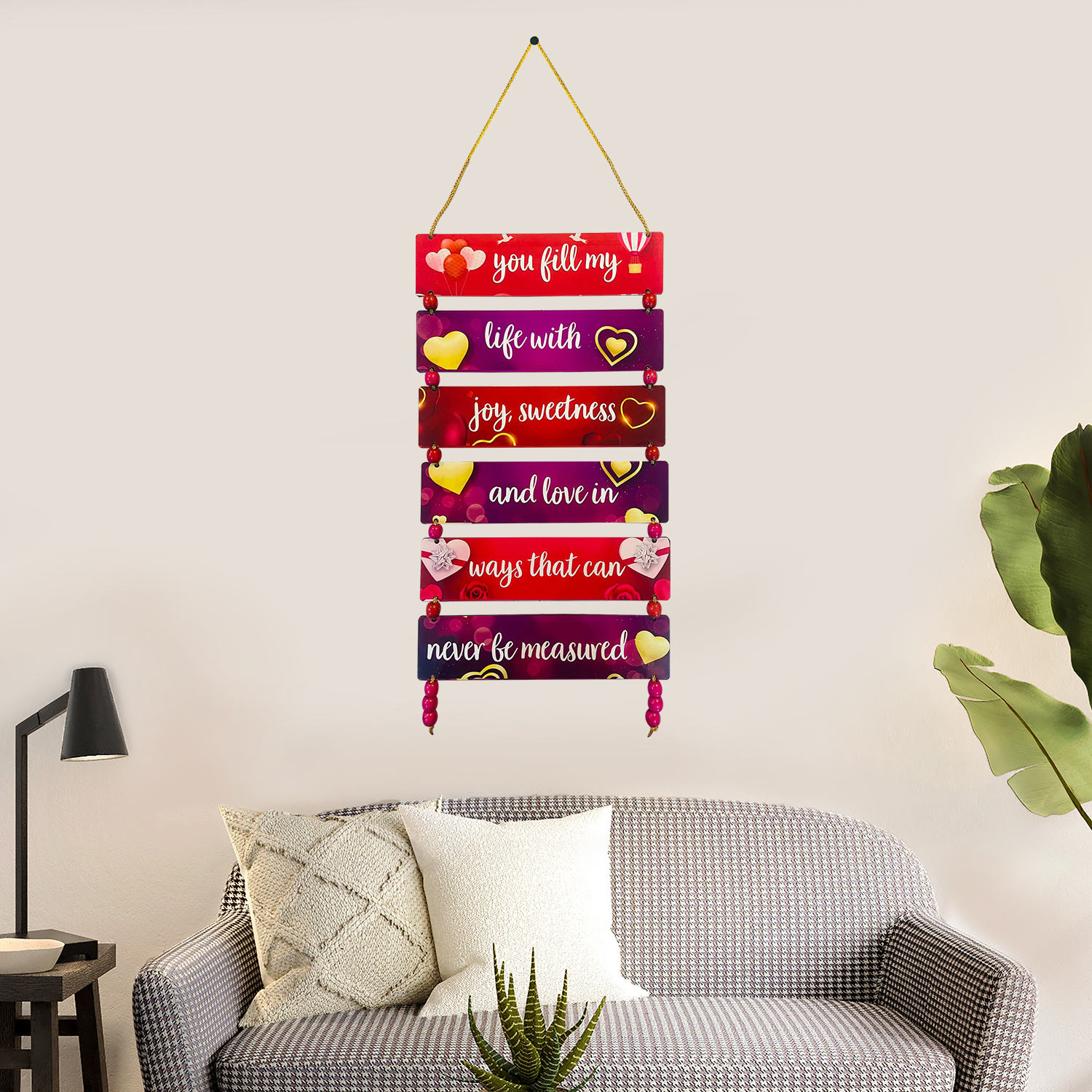 Heartfelt Gratitude Wooden Wall Hanging - Overflowing Love Décor