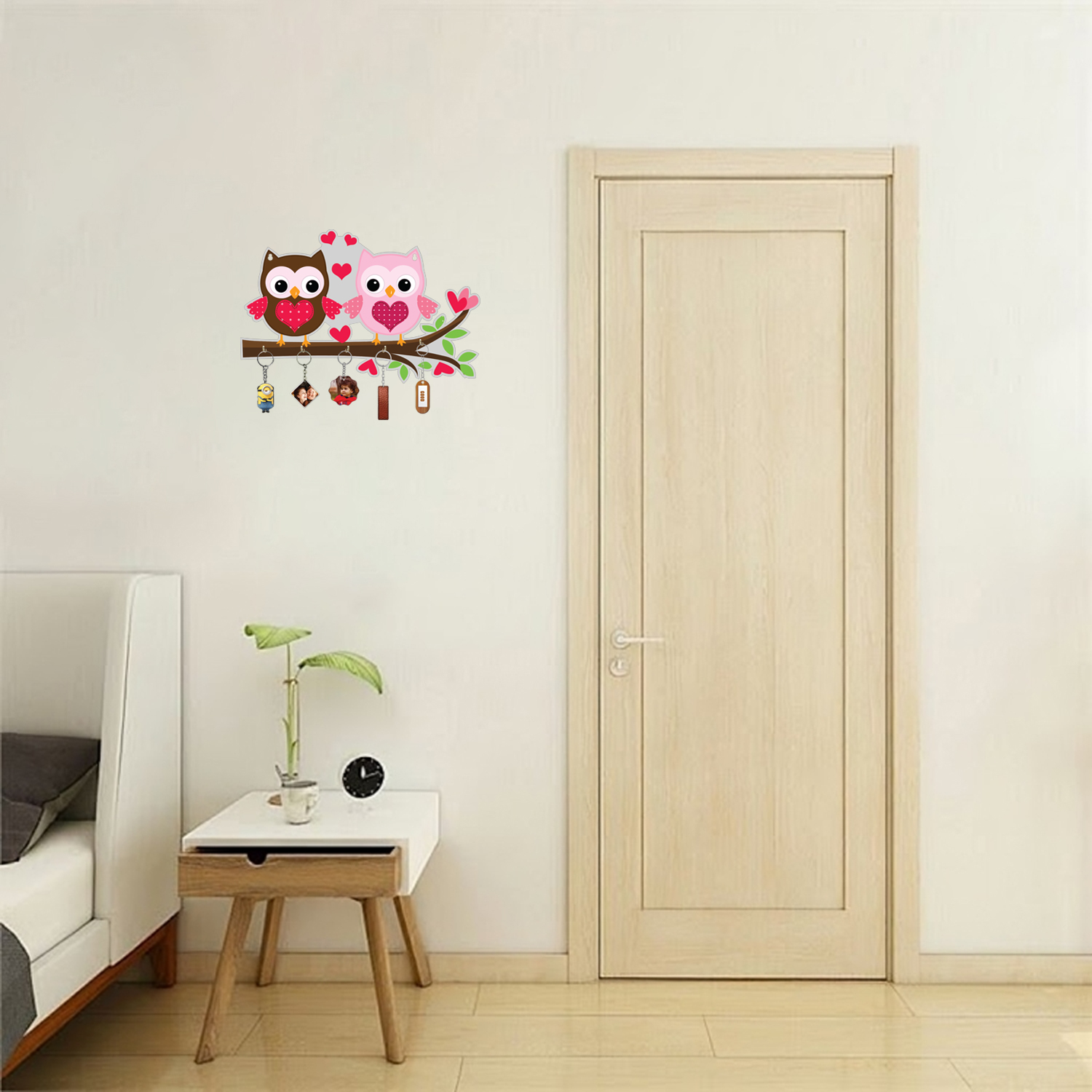 Owl Theme Wooden Key Holder For Decor / Living Room