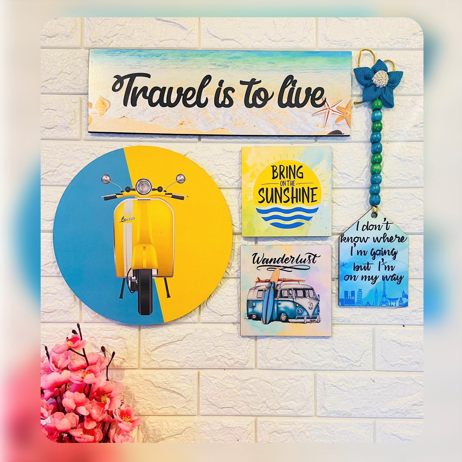 Travel is to Live Wooden Decor Combo