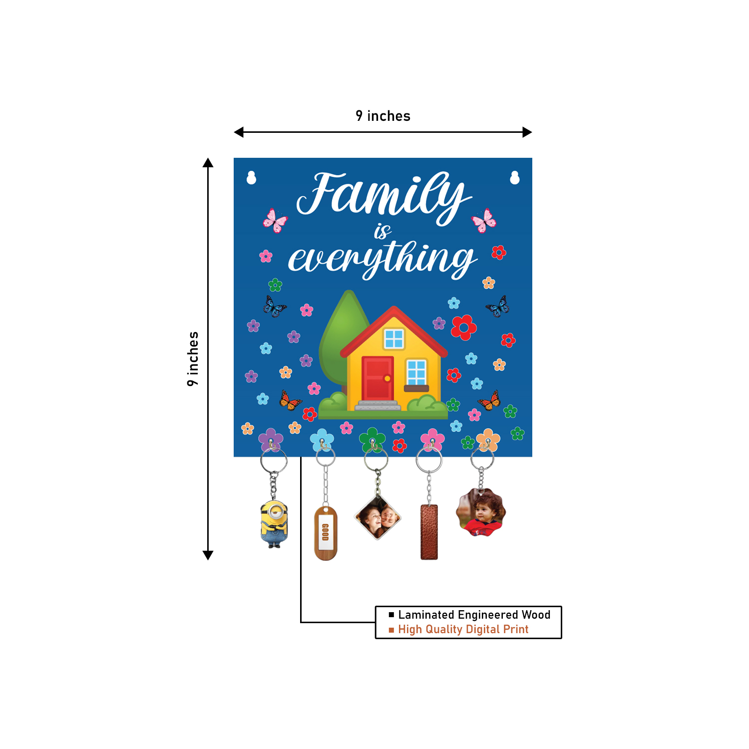 Family is Everything Wooden Key Holder For Decor / Living Room