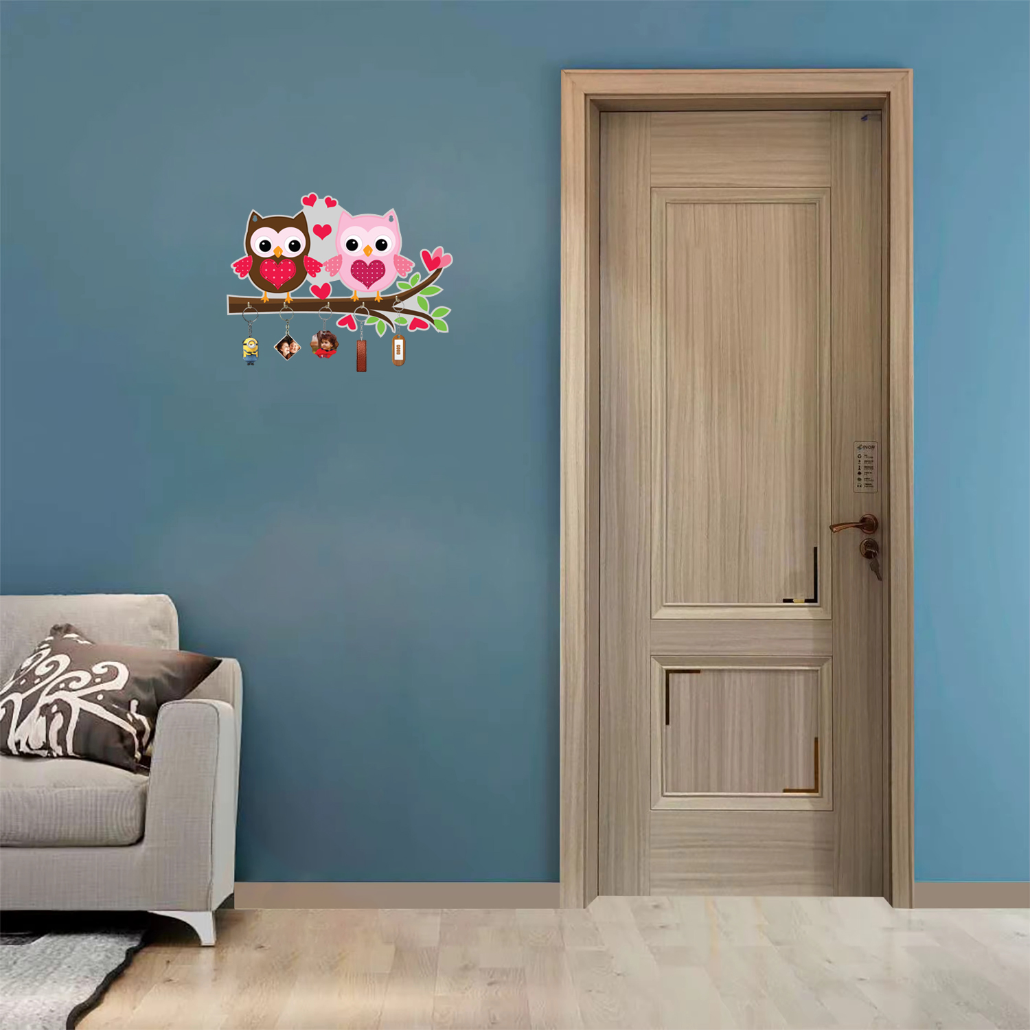 Owl Theme Wooden Key Holder For Decor / Living Room