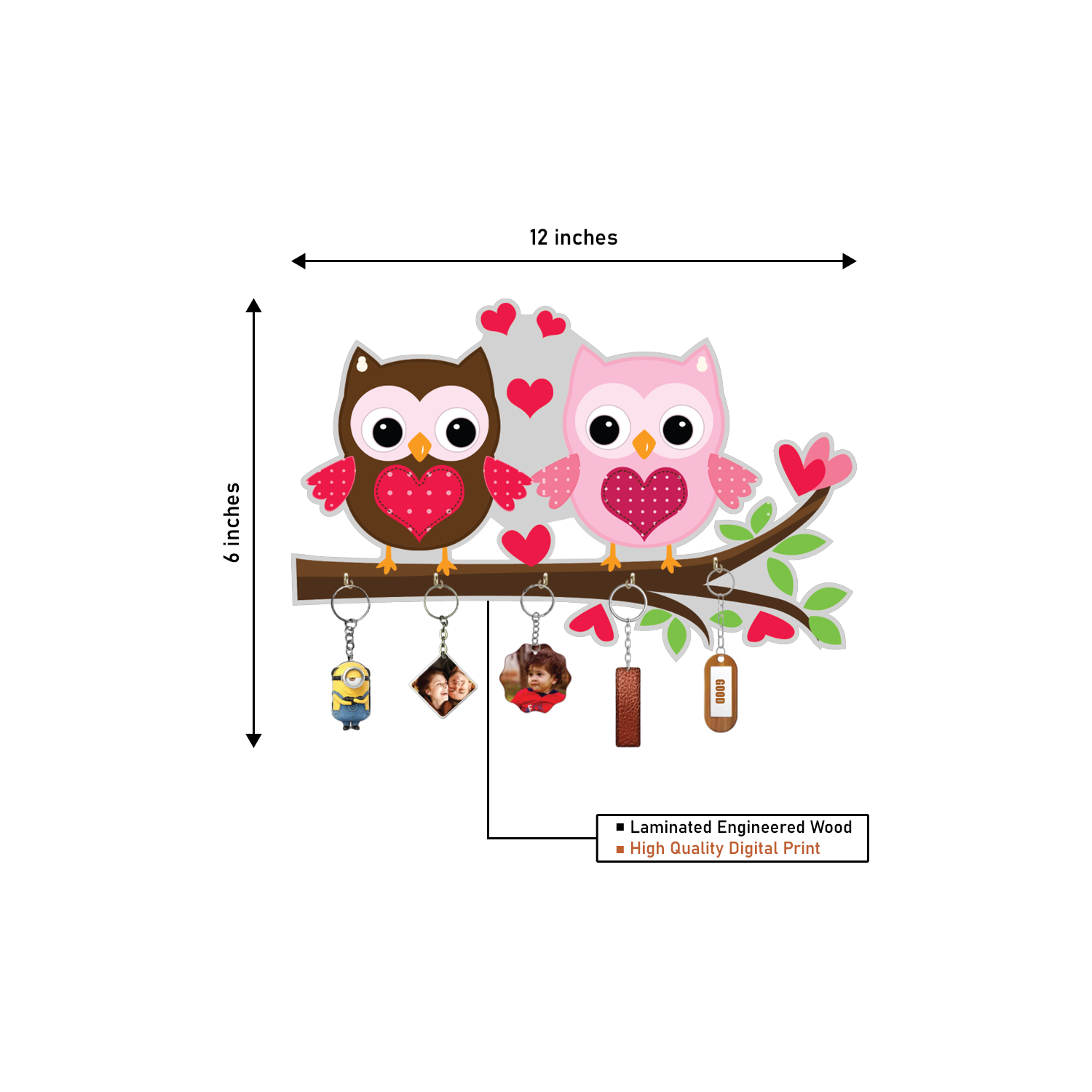 Owl Theme Wooden Key Holder For Decor / Living Room