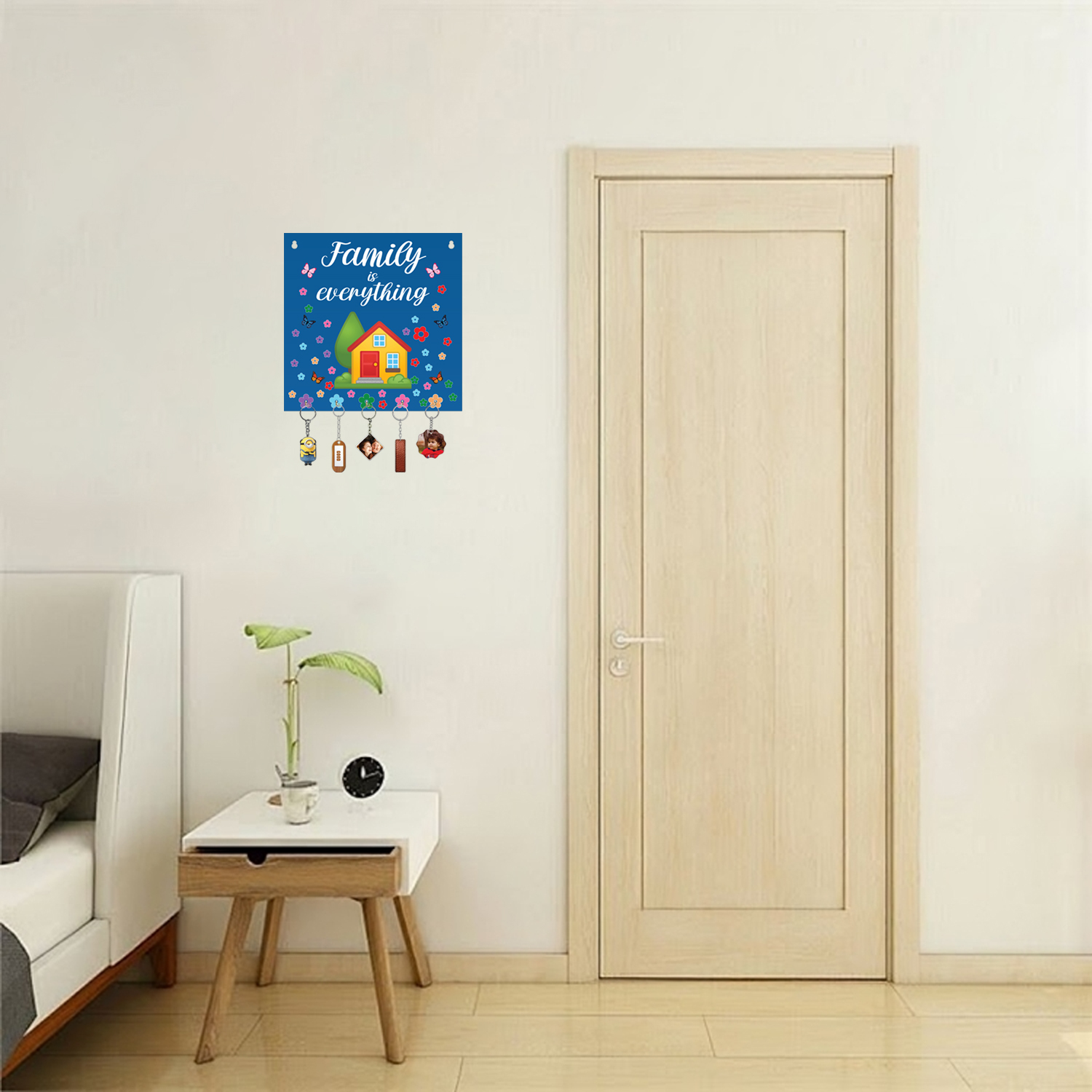 Family is Everything Wooden Key Holder For Decor / Living Room