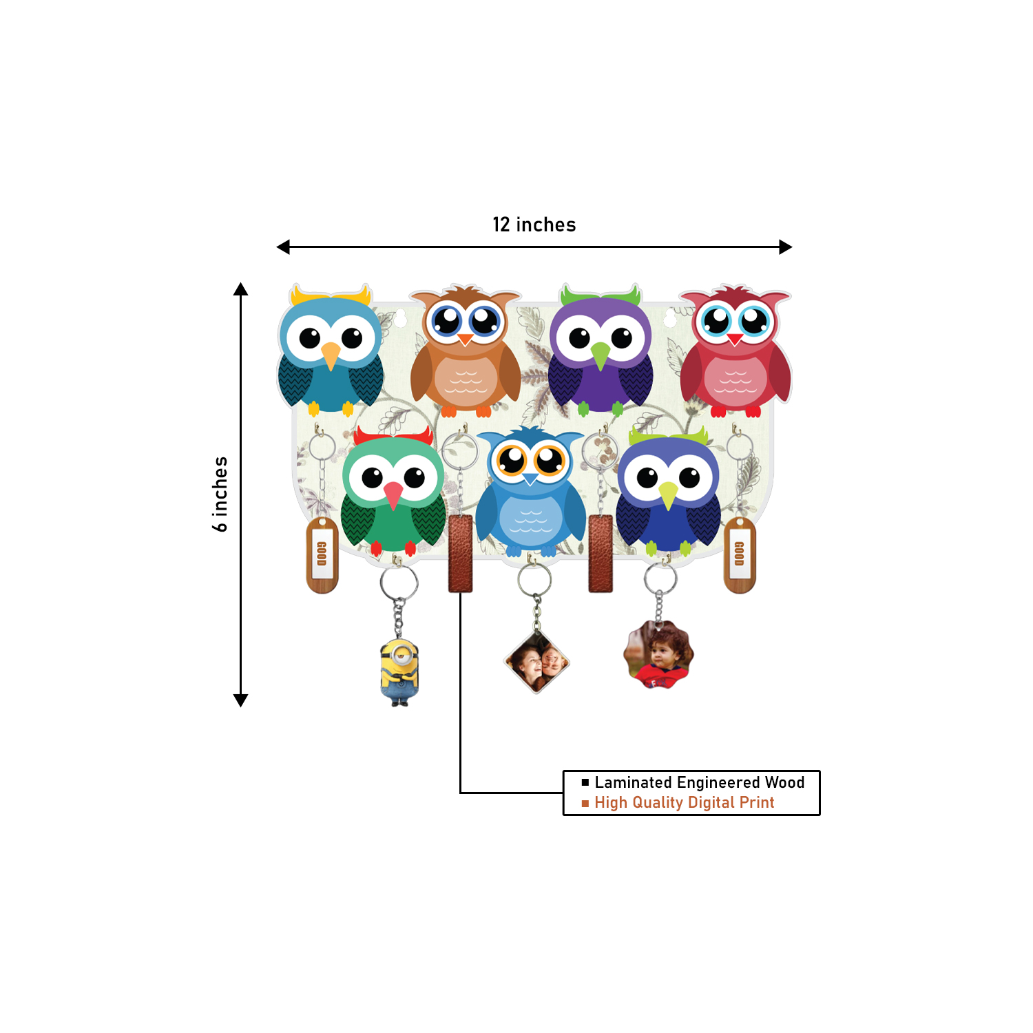 Charming Owl Wooden Key Holder For Decor / Living Room