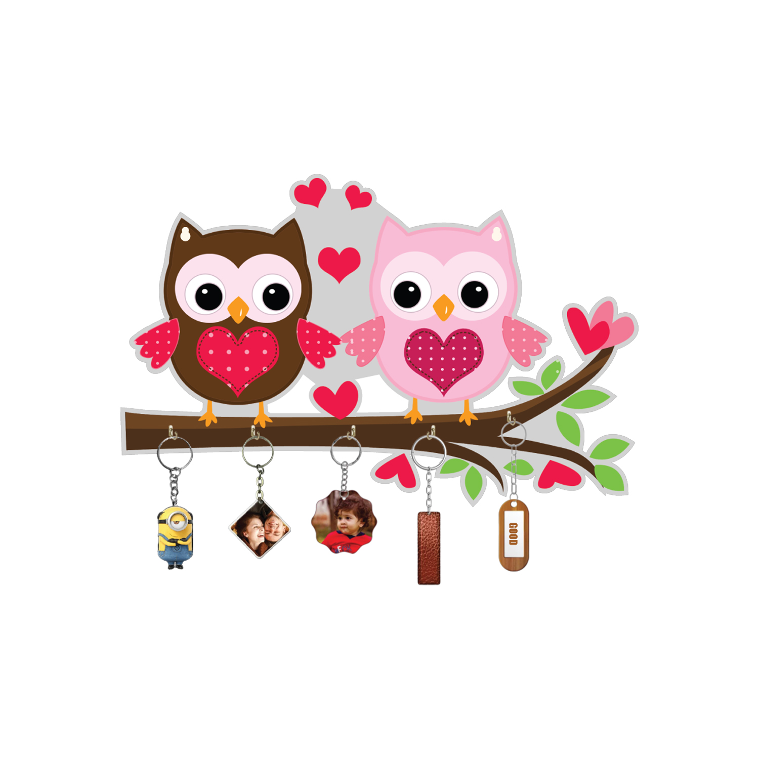 Owl Theme Wooden Key Holder For Decor / Living Room