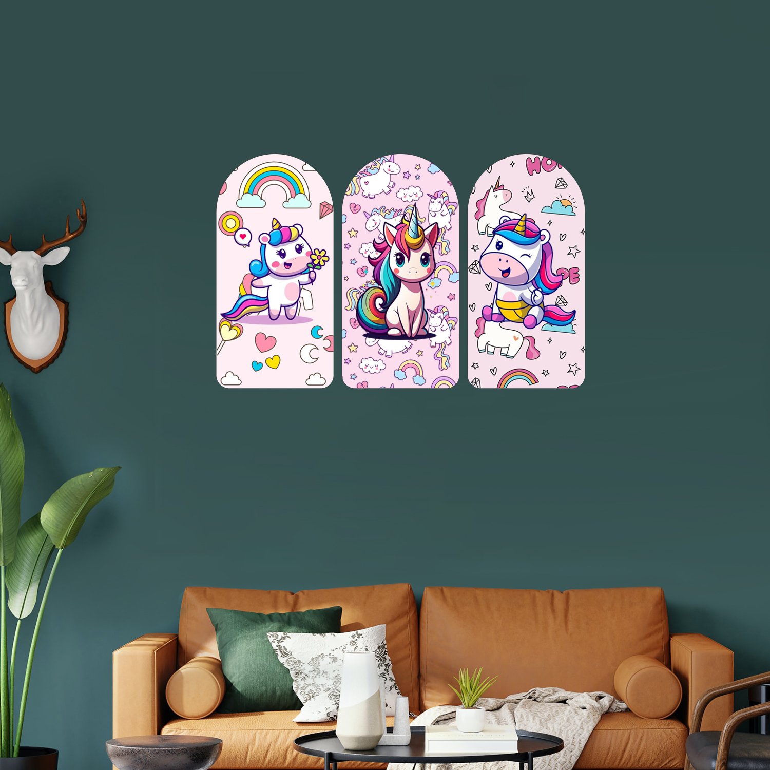 Rainbow’s End: The Journey Of A Magical Unicom Wooden Plank Set of 3 Décor