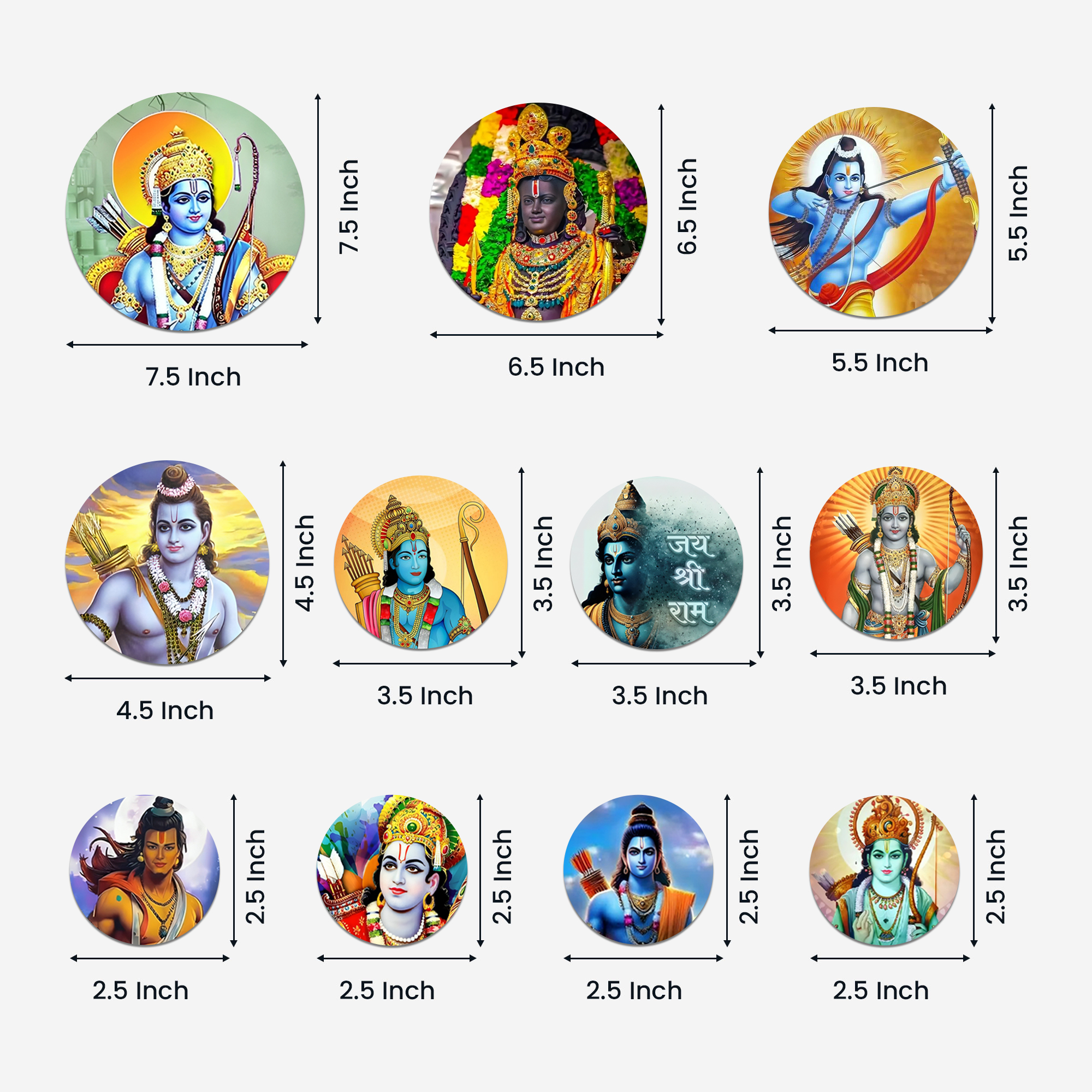 Jai Shree Ram Wooden Wall Plates For Home Decor/ Pack Of 11