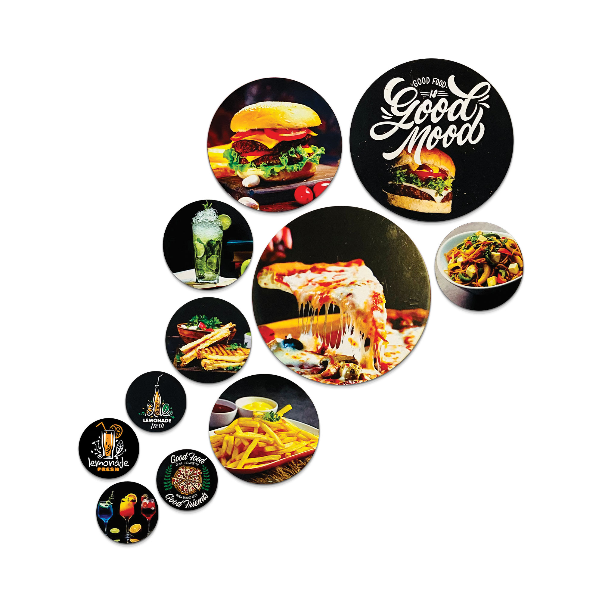 Good Food Good Mood/Pizza Wooden wall Plates for Home Decor/Pack of 11