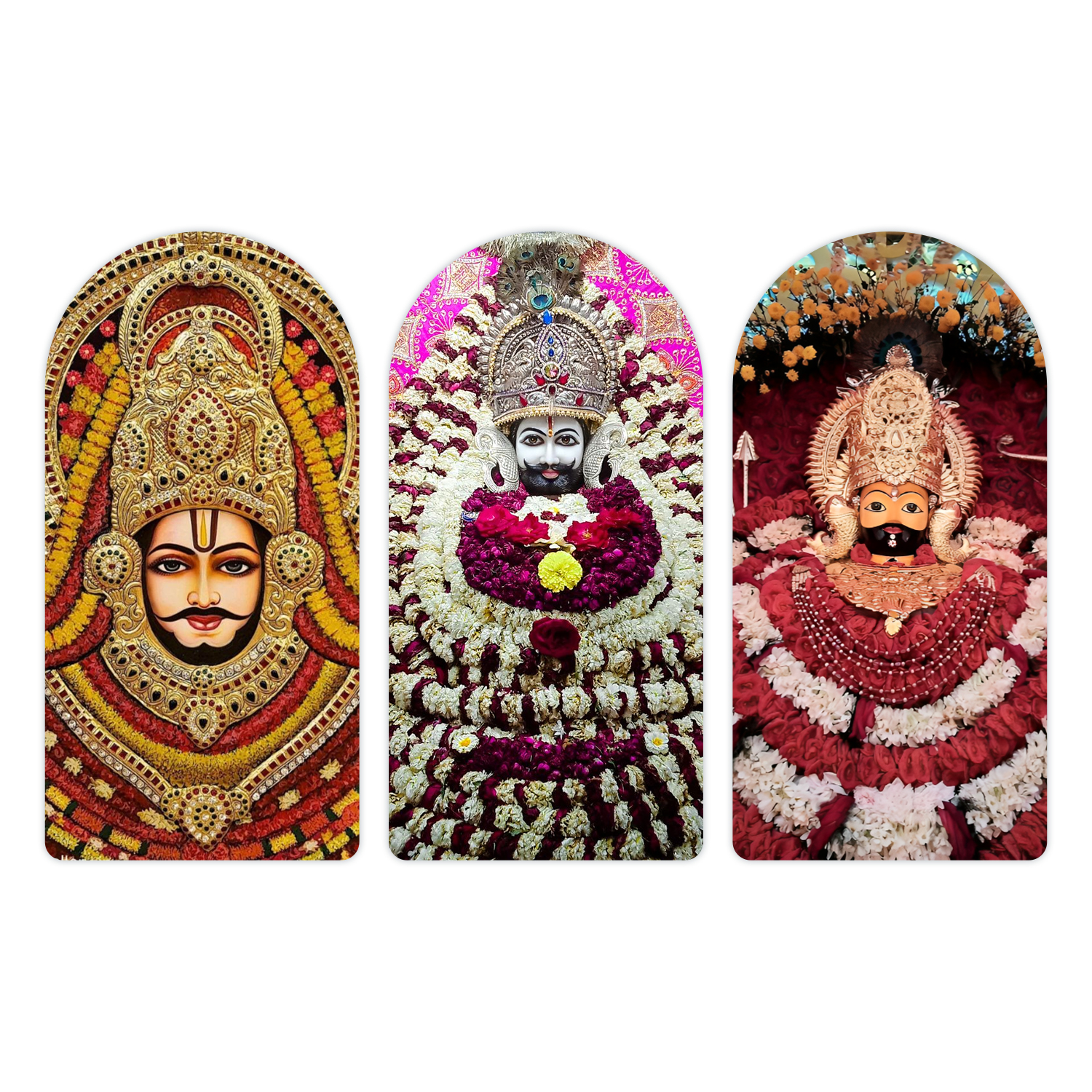 The Beloved God of Devotion Khatu Shyam Ji  Wooden Plank Set of 3 Décor