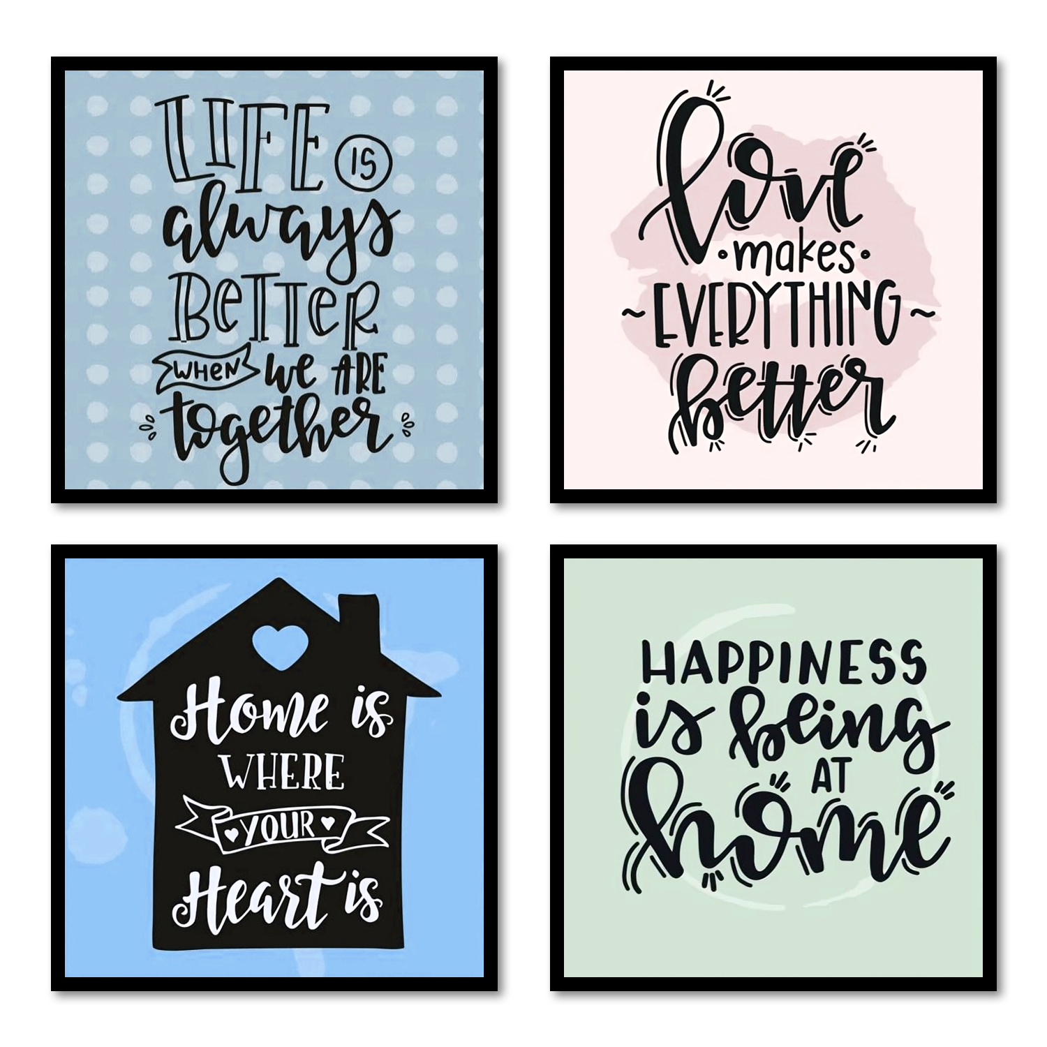 Home is Where the Heart Is Wooden Photo Frames for Wall Decoration  for Living room, Set of 4