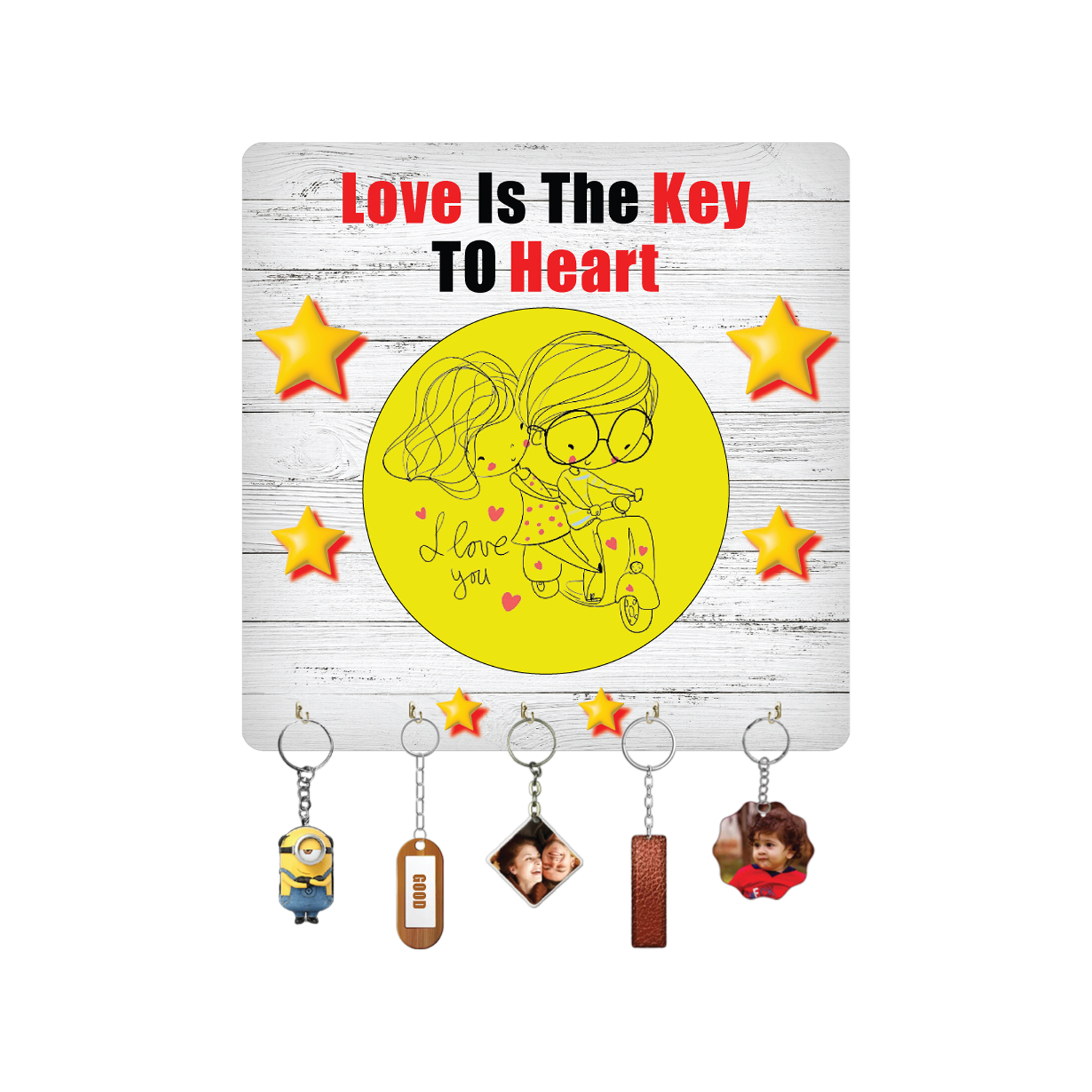 Love Is The Key To Heart Wooden Key Holder For Decor / Living Room