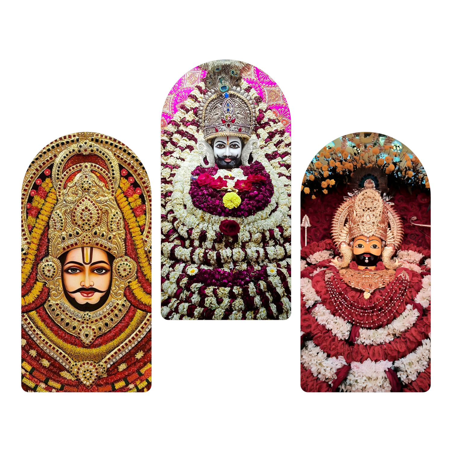 The Beloved God of Devotion Khatu Shyam Ji  Wooden Plank Set of 3 Décor