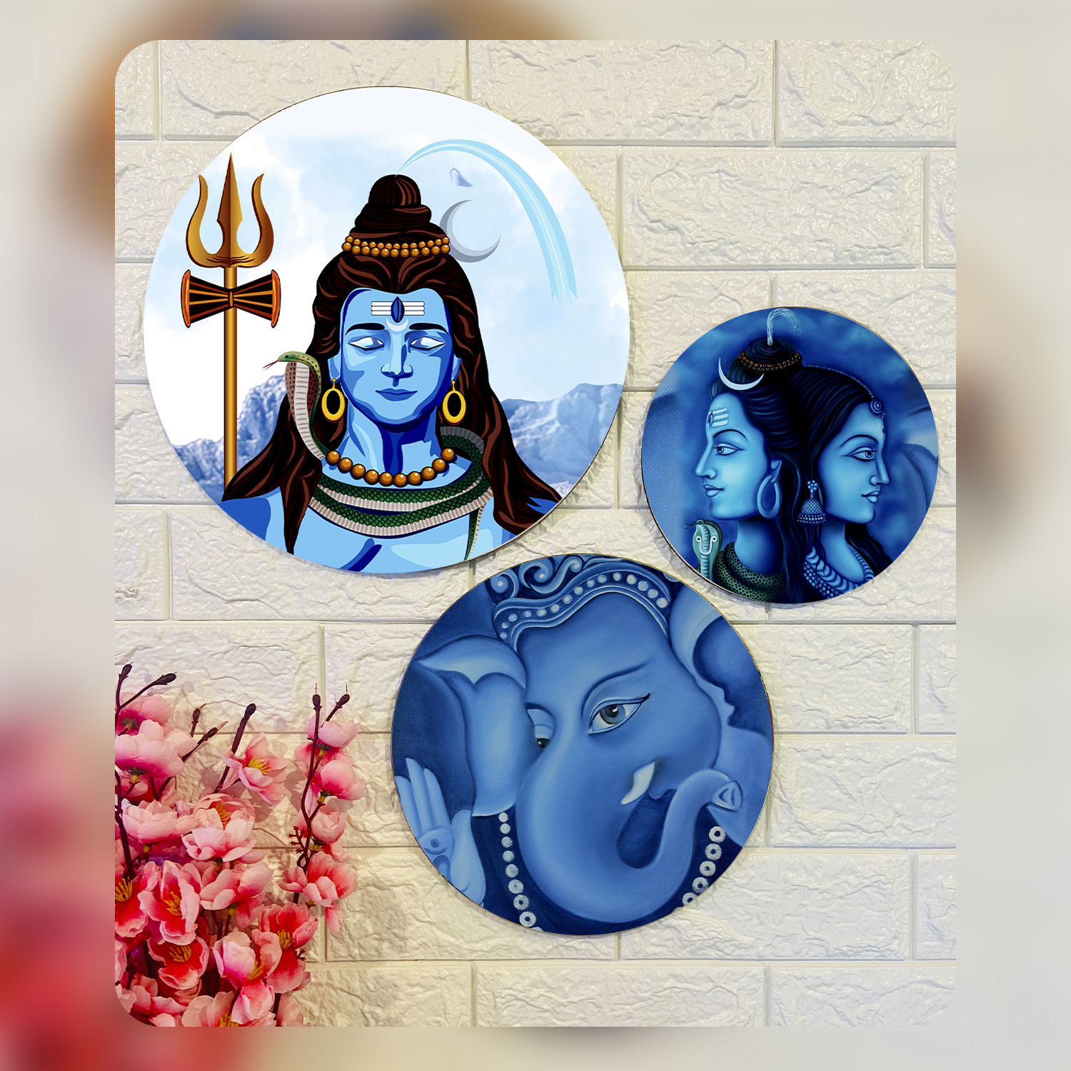 Shiva NeelKanth Ganesha Family Wooden Plates